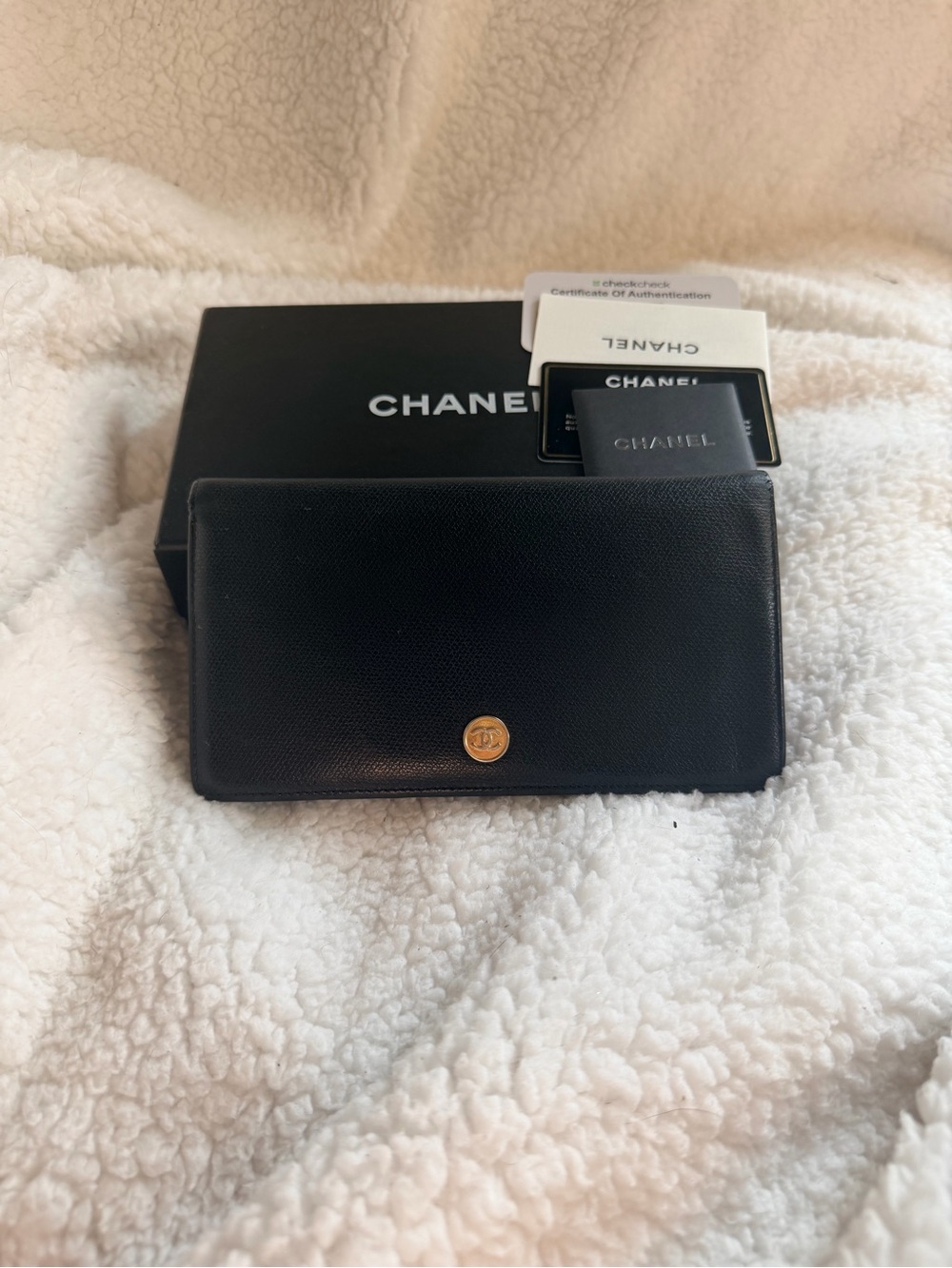 Chanel Caviar Leather "Coco Button" Long Continental Wallet